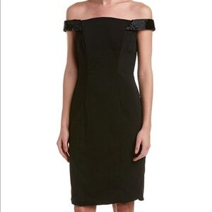 Carmen Marc Valvo Infusion Women's Beaded Off The Shoulder Crepe Cocktail Dress